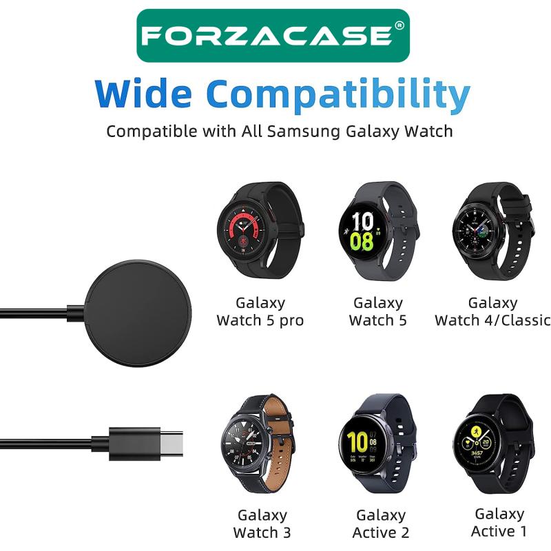 Forzacase Samsung Galaxy Watch Active / 3 / 4 / 5 Serileri için Type-C Manyetik Şarj Kablosu - FC017