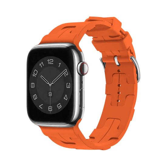 Forzacase Apple Watch Ultra 4 49mm ile uyumlu Hermes Silikon Kordon Kayış - FC379