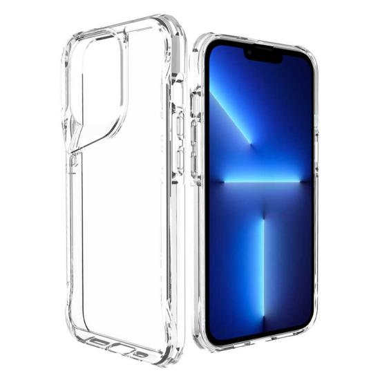 Forzacase iPhone 13 Pro ile uyumlu Gladia Serisi Kamera Köşe Korumalı Sert Plastik Şeffaf Kılıf