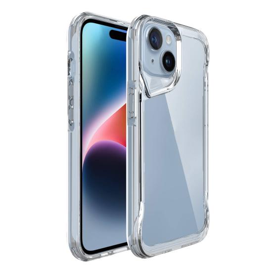 Forzacase iPhone 15 Plus ile uyumlu Gladia Serisi Kamera Köşe Korumalı Sert Plastik Şeffaf Kılıf