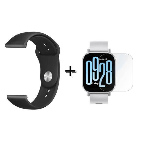 Forzacase Xiaomi Redmi Watch 5 Active ile uyumlu Silikon Kordon Kayış + Kırılmaz Cam Koruma - FC875
