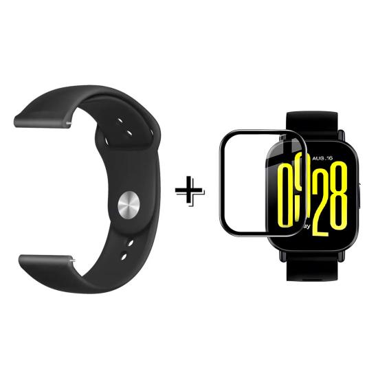 Forzacase Xiaomi Redmi Watch 5 Lite ile uyumlu Silikon Kordon Kayış + Ekran Koruma Filmi - FC875