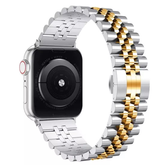 Forzacase Apple Watch 11 42mm ile uyumlu Rolex Tasarım Metal Kordon Kayış - FC879