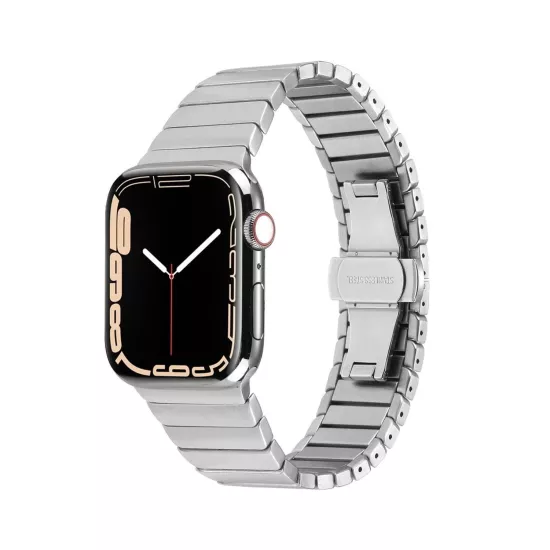 Forzacase Apple Watch Ultra 3 49mm ile uyumlu Balık Sırtı Paslanmaz Çelik Kordon - FC1100