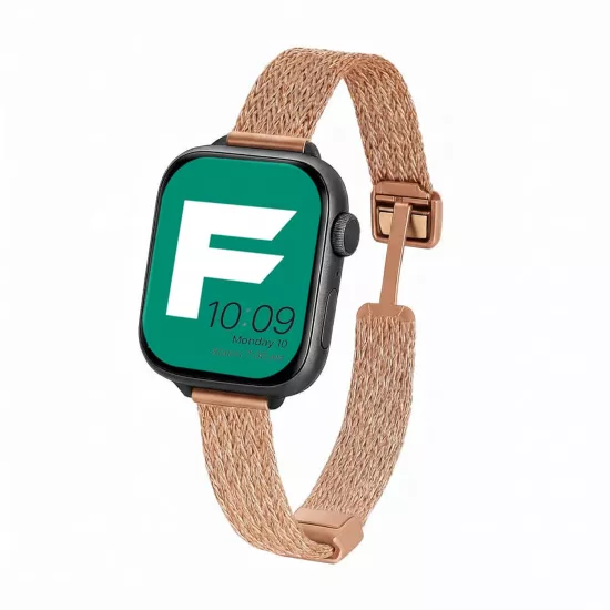 Forzacase Apple Watch Ultra 4 49mm ile uyumlu D Mıknatıslı İnce Metal Hasır Kordon Kayış - FC1139