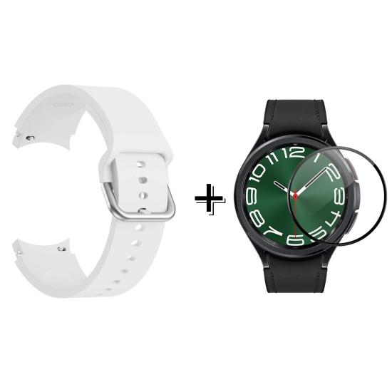 Forzacase Samsung Galaxy Watch 6 44mm ile uyumlu Silikon Kordon Kayış + Ekran Koruma Filmi - FC163