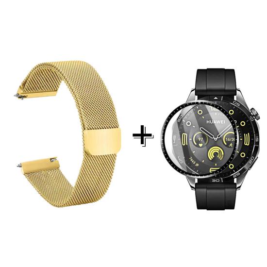 Forzacase Huawei Watch GT4 41mm için Metal Mıknatıslı Kordon Kayış + Ekran Koruma Filmi - FC356
