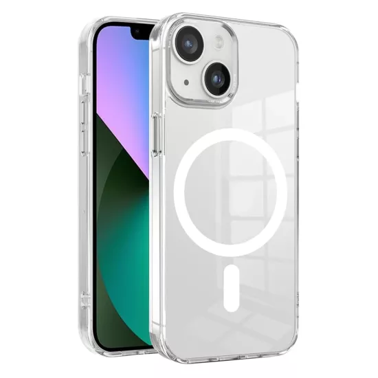 Forzacase iPhone 13 ile uyumlu ClearMag Serisi Magsafe Özellikli Kristal Şeffaf Sert PC Kılıf