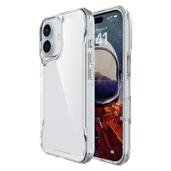 Forzacase iPhone 17 ile uyumlu Gladia Serisi Kamera Köşe Korumalı Sert Plastik Şeffaf Kılıf
