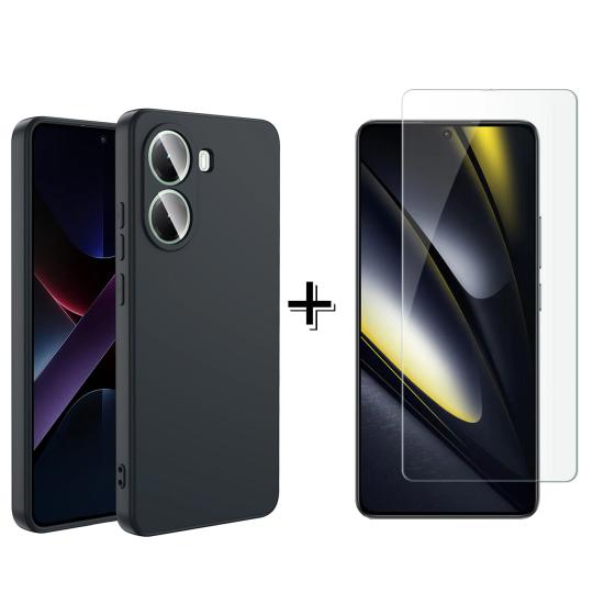 Forzacase Xiaomi Poco X7 Pro Liquid İçi Kadife Lansman Silikon Kılıf + Temperli Cam Ekran Koruyucu