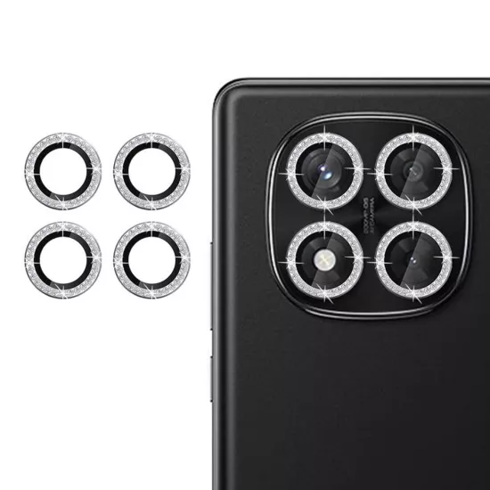 Forzacase Redmi Note 14 Pro 4G ile uyumlu Elmas Taşlı Kamera Camı Lens Koruyucu Halka Seti - FC1126