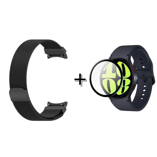 Forzacase Samsung Galaxy Watch 6 44mm Metal Mıknatıslı Kordon Kayış + Ekran Koruma Filmi - FC302