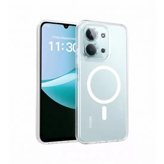 Forzacase Redmi 14C 4G ile uyumlu ClearMag Serisi Magsafe Özellikli Kristal Şeffaf Sert Kılıf