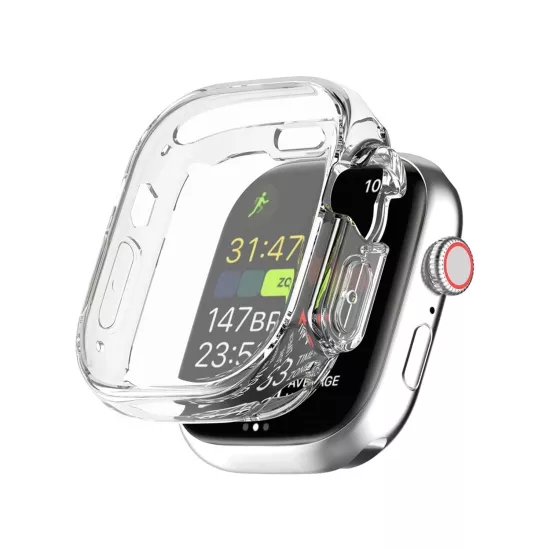 Forzacase Apple Watch Ultra 1 / 2 49mm ile uyumlu Önü Kapalı Ekran Korumalı Şeffaf Silikon Kılıf - FC010