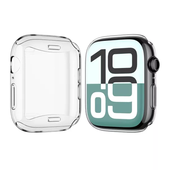 Forzacase Apple Watch 8 41mm ile uyumlu Önü Kapalı Ekran Korumalı Şeffaf Silikon Kılıf - FC010