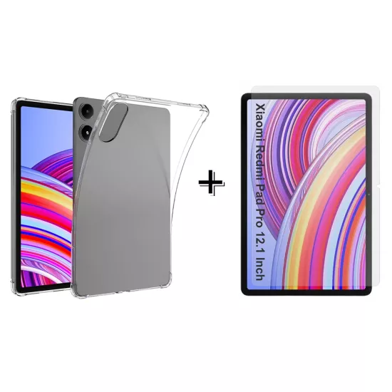 Forzacase Redmi Pad Pro 12.1 inch 2024 Anti Shock Silikon Kılıf + Temperli Kırılmaz Cam - FC014