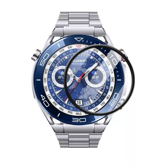 Forzacase Huawei Watch Ultimate ile uyumlu Çerçeveli Tam Kaplayan 3D Pet Ekran Koruyucu Film - FC016