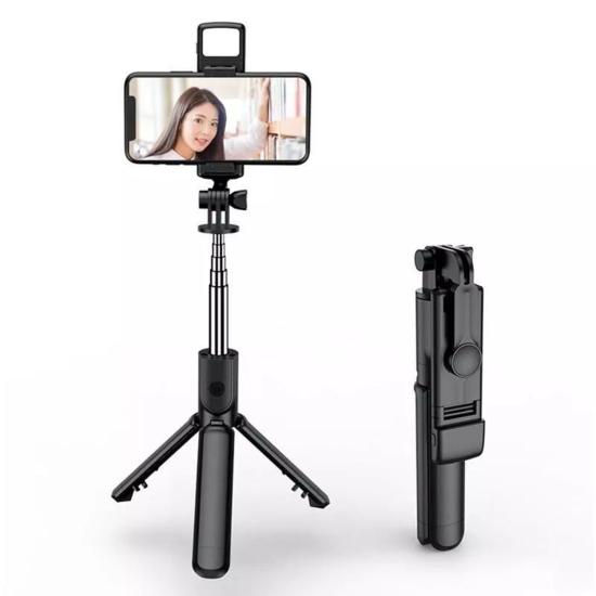 Forzacase Telefonlar için Işıklı Kablosuz Bluetooth Selfie Çubuğu 90 cm 3 Ayak Kamera Tripodu FC1006