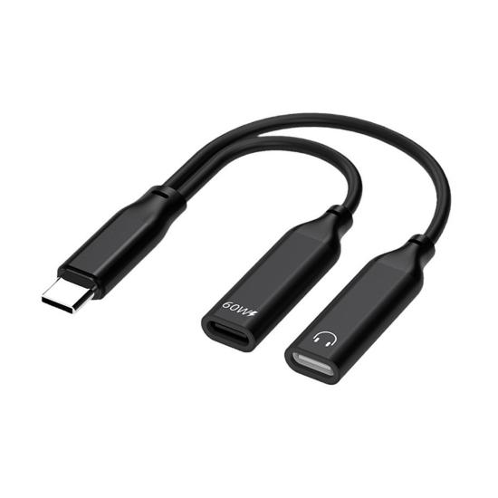 Forzacase iPhone 15 16 ile uyumlu 2in1 Type-C Şarj + Kulaklık Çevirici Adaptör 60W - FC1037