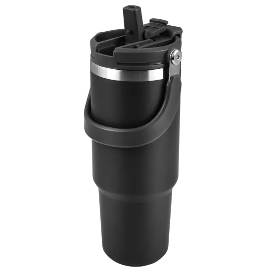 Forzacase 900 ml Paslanmaz Çelik Pipetli ve Kilit Kapaklı Kulplu Termos 6 Saat Sıcak/Soğuk - FC1180
