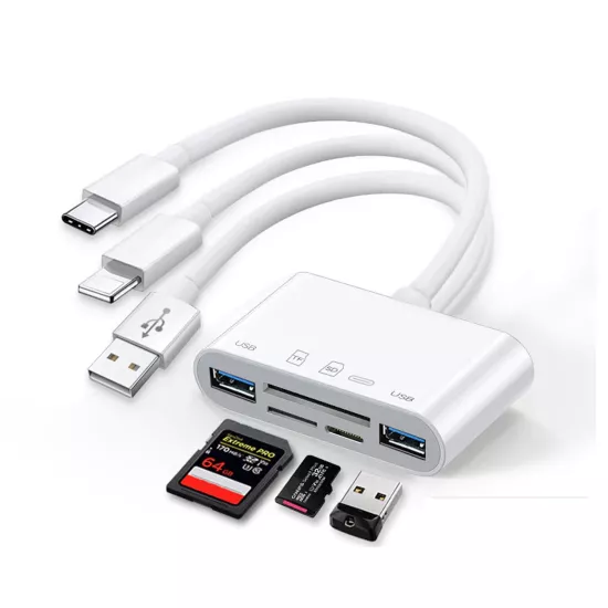 Forzacase 5in1 USB 3.0 Lightning Type-C to SD-TF Kart Okuyuculu USB Kamera Adaptörü - FC1115