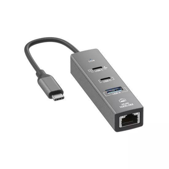 Forzacase Notebook Macbook Type-C 4in1 Ethernet USB 3.0 100W PD Çevirici Hub FC1165