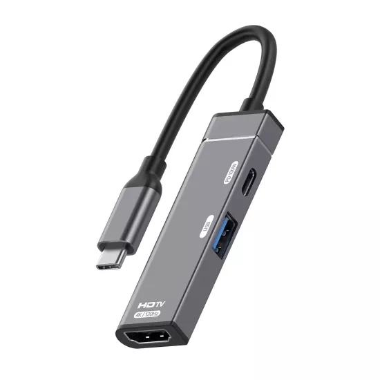 Forzacase 3in1 Taşınabilir Type-C to 4K HDMI Ultra HD 100W PD USB Çevirici Adaptör - FC1166