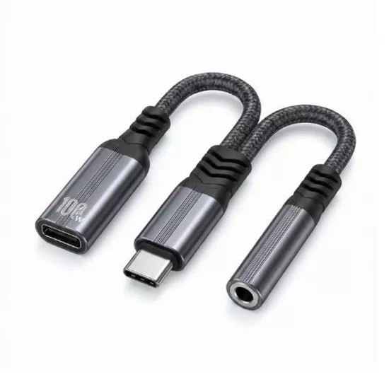 Forzacase 3in1 Type-C PD 100W Girişli 3.5 mm Aux Çevirici Kulaklık Jak Adaptör FC1168