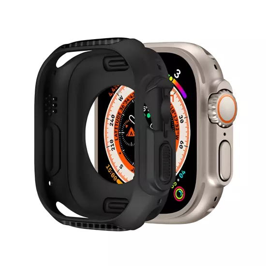 Forzacase Apple Watch Ultra / Ultra 2 49mm ile uyumlu Önü Açık Armor Silikon TPU Kasa Koruyucu Kılıf - FC1176