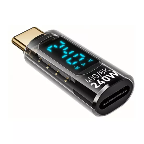 Forzacase 240W PD 3.1 Hızlı Şarj 40Gbps Data Veri Aktarıcı Dijital Ekranlı Type-C Adaptör - FC1185