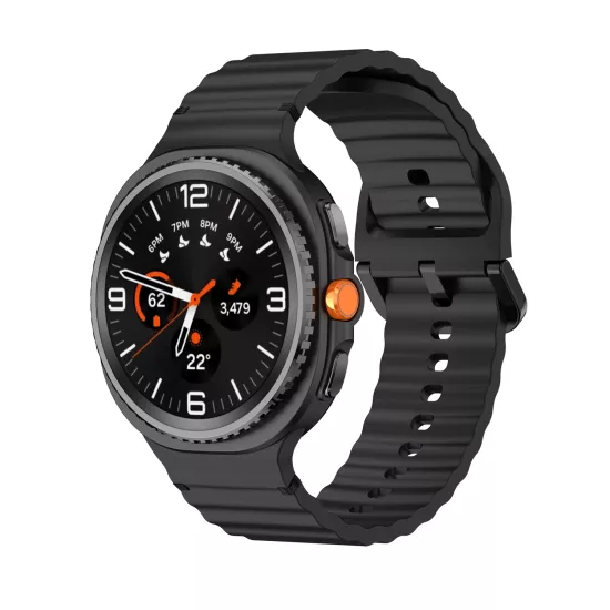 Forzacase Samsung Galaxy Watch 8 Classic / 40 / 44 mm ile uyumlu Wavy Style Tokalı Silikon Kordon Kayış - FC1214