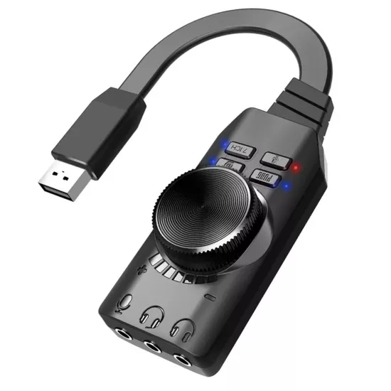Forzacase USB DSP Harici Ses Kartı 7.1 Kanal 3.5mm Kulaklık Mikrofon Çevirici, PUBG LOL Efekt FC1225