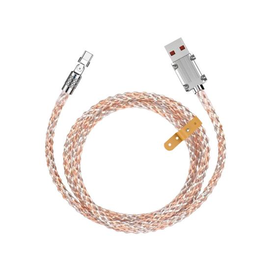 Forzacase Type-C to USB 6A 66W PD RGB Işıklı Hızlı Şarj ve Data Kablosu 1 metre - FC492