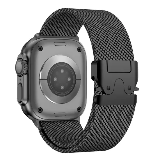 Forzacase Apple Watch Ultra 3 49mm ile uyumlu Mekanizmalı Metal Hasır Kordon Kayış - FC864