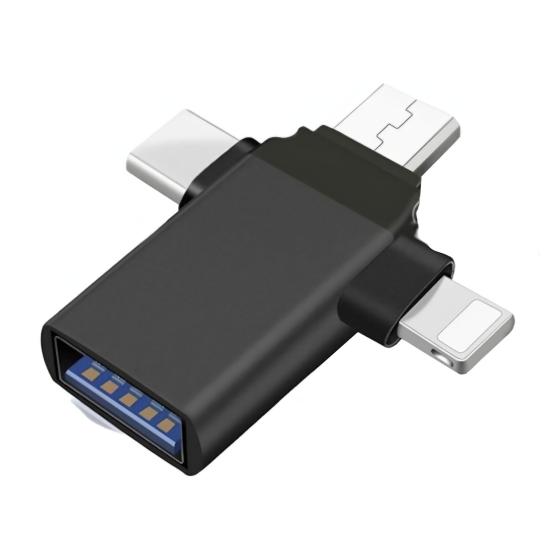 Forzacase Micro USB Type-C Lightning to 4in1 OTG USB Çevirici Kamera Flash Bellek Adaptör - FC930