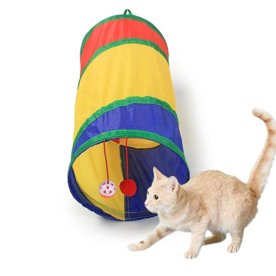 Forzacase Katlanır Gökkuşağı Oyuncak Toplu Eğlenceli Kedi Oyun Tüneli 25x50cm - FC990