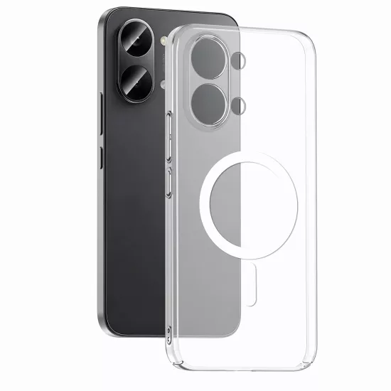 Forzacase Poco X8 Pro ile uyumlu ClearMag Serisi Magsafe Özellikli Kristal Şeffaf Sert Kılıf
