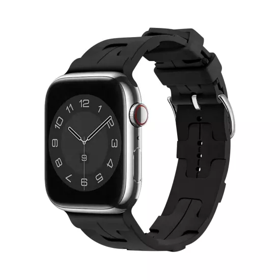 Forzacase Apple Watch SE 3 44mm ile uyumlu Hermes Silikon Kordon Kayış - FC379