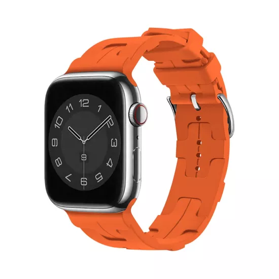 Forzacase Apple Watch 12 42mm ile uyumlu Hermes Silikon Kordon Kayış - FC241