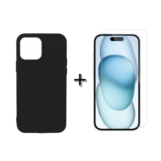 Forzacase iPhone 15 Pro Max Liquid İçi Kadife Lansman Silikon Kılıf + Temperli Cam Ekran Koruyucu