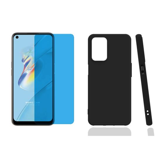Forzacase Oppo A55 ile uyumlu Maxim Serisi Mat Silikon Kılıf + Nano Ekran Koruyucu