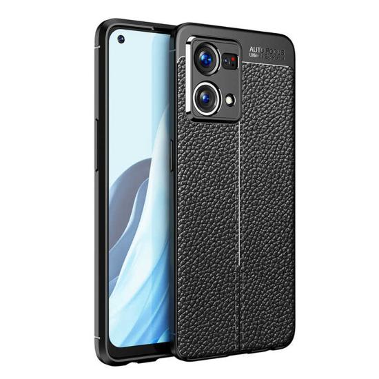 Forzacase Oppo Reno 7 4G ile uyumlu Deri Effect Serisi Silikon Kılıf