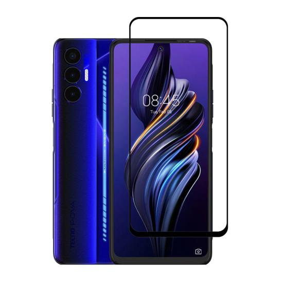 Forzacase Tecno Pova 3 ile uyumlu Çerçeveli Tam Kaplayan Temperli Ekran Koruyucu - FC003