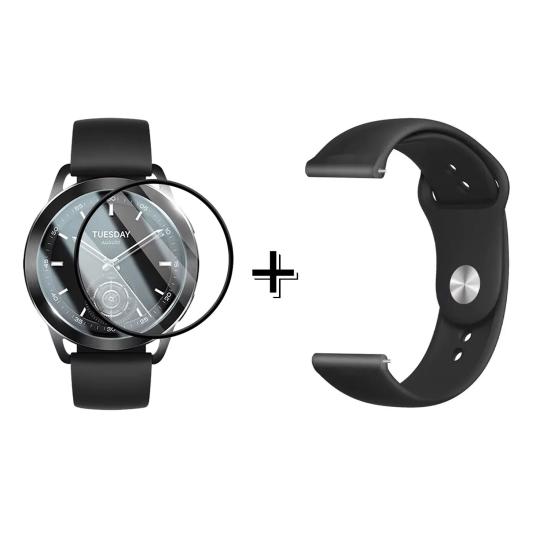 Forzacase Xiaomi Watch S3 ile uyumlu Silikon Kordon Kayış + Ekran Koruma Filmi - FC875