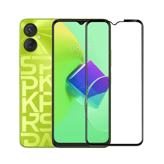 Forzacase Tecno Spark 9 Pro ile uyumlu Çerçeveli Tam Kaplayan Temperli Ekran Koruyucu - FC003