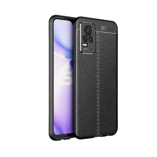 Forzacase Vivo V21e ile uyumlu Deri Effect Serisi Silikon Kılıf