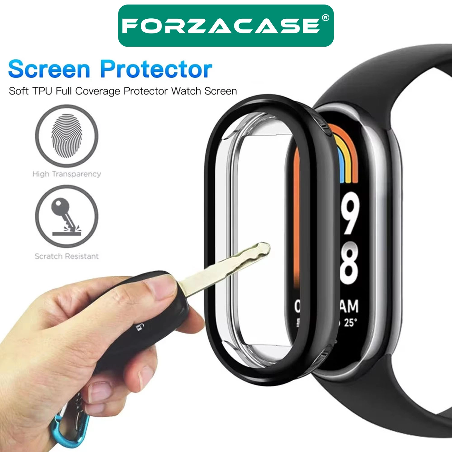 Forzacase Xiaomi Smart Band 10 ile uyumlu Önü Kapalı Ekran Korumalı Silikon Kılıf - FC010