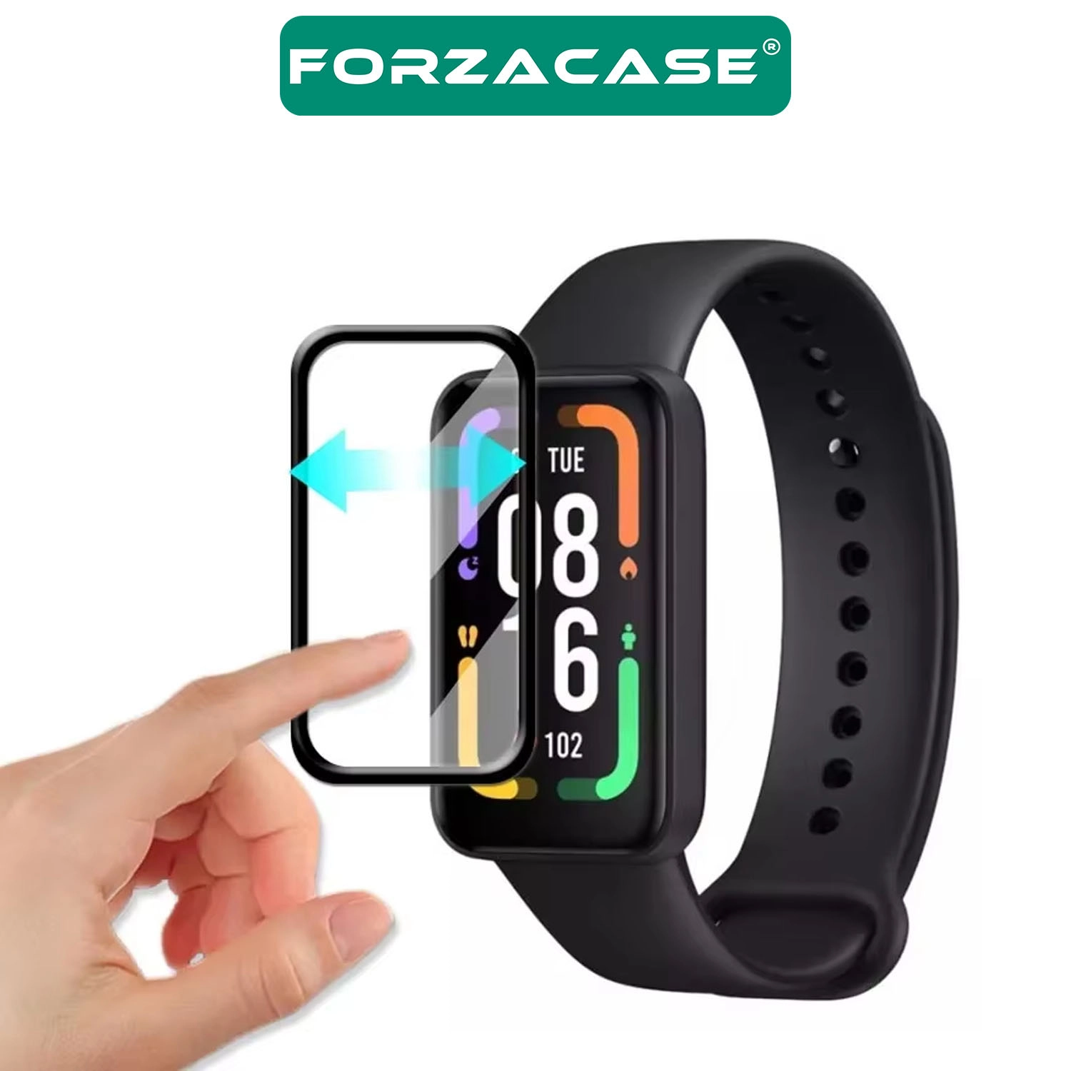 Forzacase Huawei Band 11 ile uyumlu Çerçeveli Tam Kaplayan 3D Pet Ekran Koruyucu Film - FC016