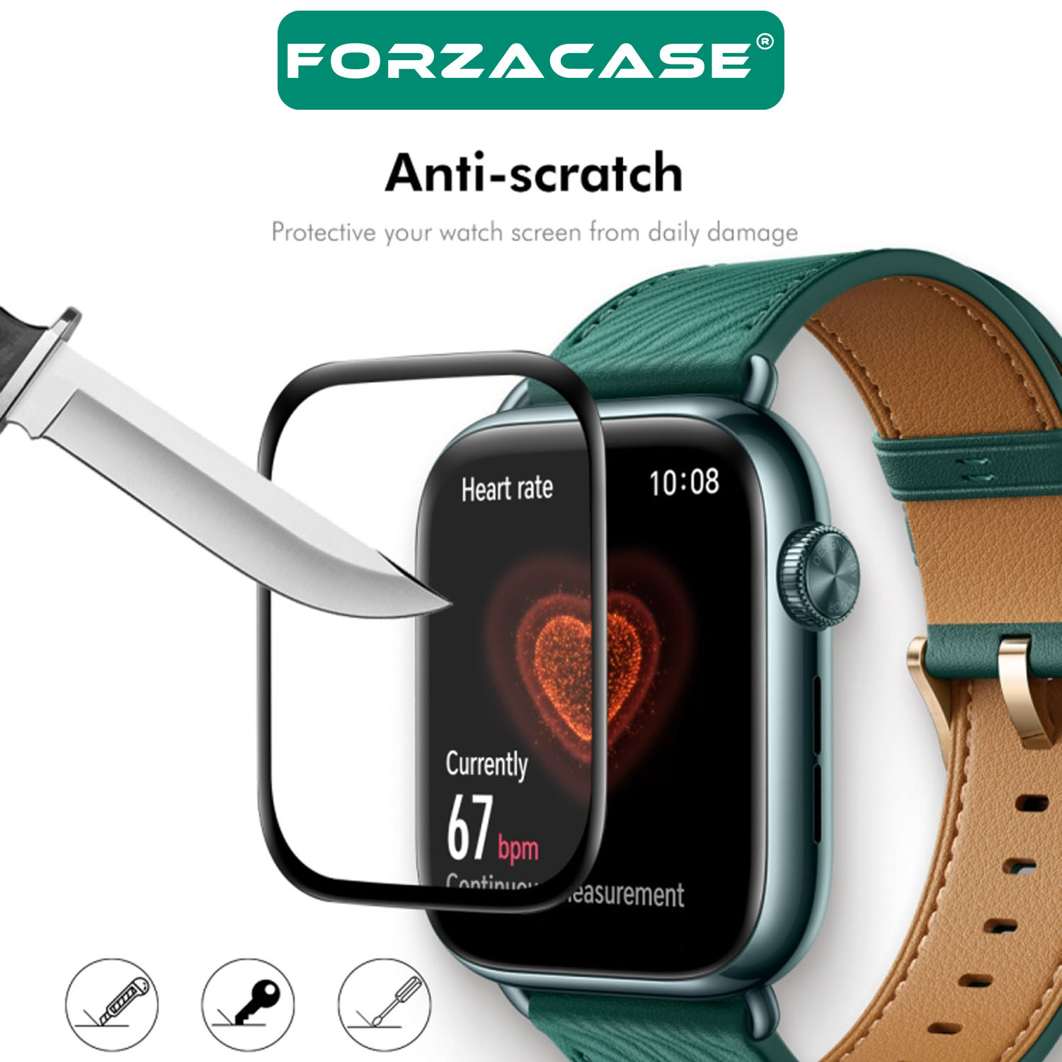Forzacase Xiaomi Smart Band 9 Pro ile uyumlu Çerçeveli Tam Kaplayan 3D Pet Ekran Koruyucu Film FC016