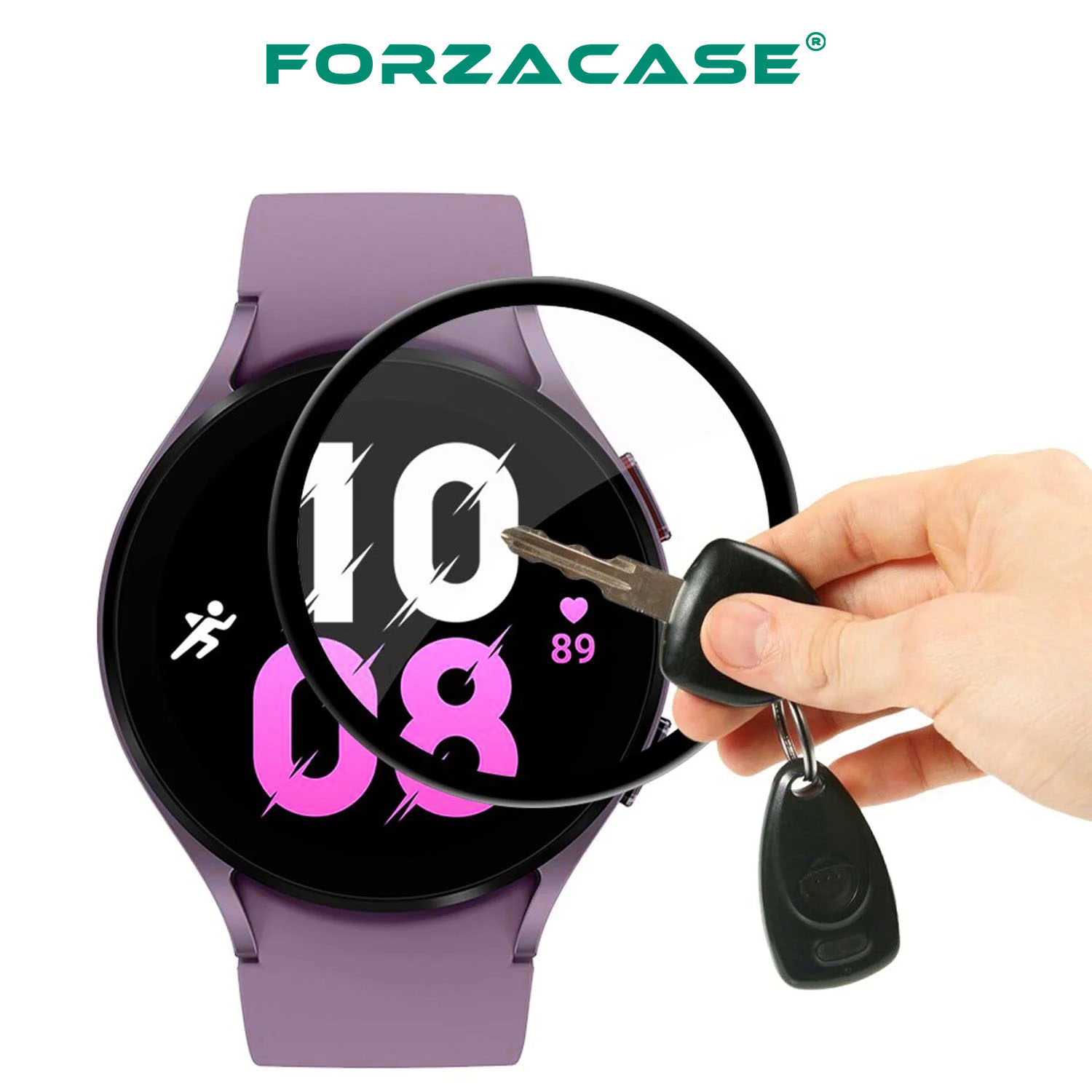 Forzacase Samsung Galaxy Watch 4 44mm için Çerçeveli Tam Kaplayan 3D Pet Ekran Koruyucu Film - FC016